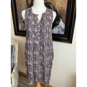 Women's Faherty Navy Pink Floral Sleeveless Dress M
